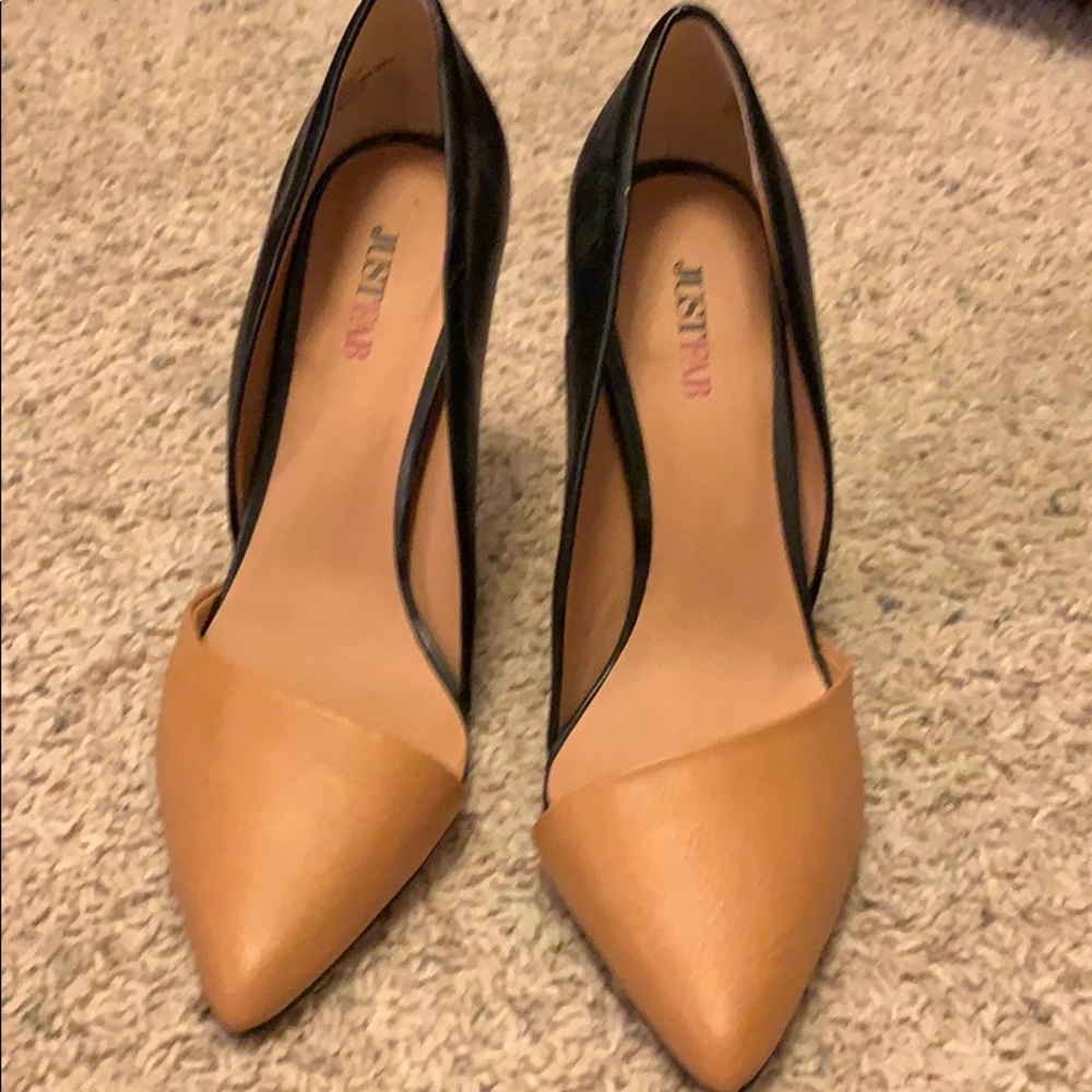 Tan & black heels
